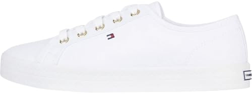 Tommy Hilfiger Women's Essential Nautical Vulcanised Trainers, White (White), 6.5