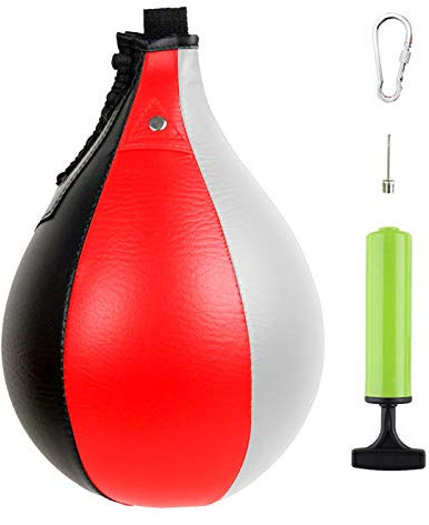 MISETA PU-Leder Boxen Speed Ball, Fitnessstudio Boxen Sport Boxsack Boden bis Decke Seil Workout Training Fitnessstudio Übung Beweglichkeit (Farbe: Schwarz-Weiß)