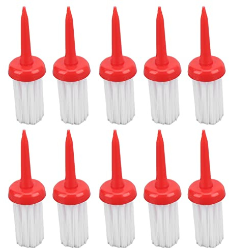 OUKENS Golf-Tees-Bürste, 10 Stück, Golf-Tees, Bürstentyp, geringer Widerstand, mehr Distanz, gleichbleibende Höhe, Kunststoff-Tees, Fahrer-Trainings-T-Stück für Männer und Frauen(Rot-Weiss)