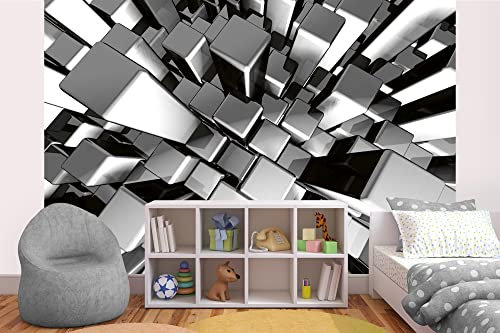 Vlies Fototapete ABSTRAKTER DYNAMISCHER METALLBLOCK 375 x 250 cm (inkl. Kleister) - Vlies Tapete, Wandtapete, Wandbilder - Tapete für Wohnzimmer Schlafzimmer, Büro, Küche - Montagefertig