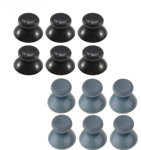 6 x Kunststoff-Joystick-Kappen, Griffe, Abdeckungen für Thumbsticks, Ersatz für Xbox 360 Controller-Zubehör (grau)