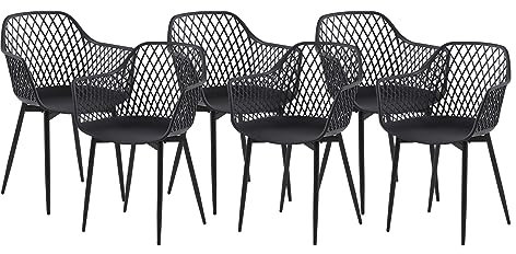 anrekl 6er Set Esszimmerstuhl mit Metallbeine, Armlehnstuhl Küchenstühle Essstühle Sessel Stuhl Sitzfläche für Esszimmer Wohnzimmer, Schwarz