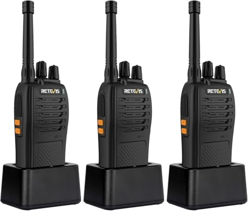 Retevis RB668 Walkie Talkie, Tragbares Funkgerät Wiederaufladbar USB C, LED Taschenlampe, PMR446 Notfallalarm, H777, Professionelle Walkie Talkies für Familie, Camping(Schwarz, 3 Stück)