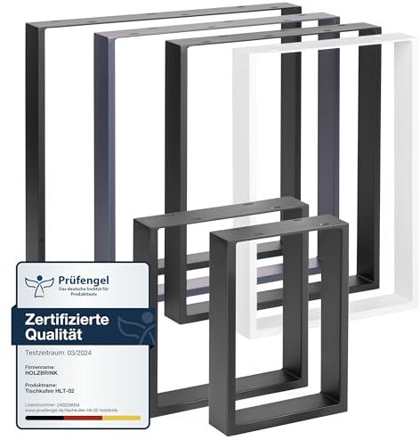 HOLZBRINK Tischbeine Metall Schwarz | Tischkufen/Tischgestell für Couchtisch, Esstisch, Schreibtisch, Sitzbank | 2 Stück Möbelfüße 70 x 72 cm