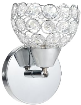 Jemora Applique da Parete in Cristallo Lampada da Parete Moderna Presa E26 Lampada da Parete per Camera da Letto Rotonda da Comodino Lampada da Sala da Pranzo