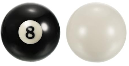 PATIKIL 2-1/16 tum # 8 boll biljard ersättningsboll, 2 st biljardbord boll pool boll standardregler storlek vit köboll för biljardrum spelrum, svart