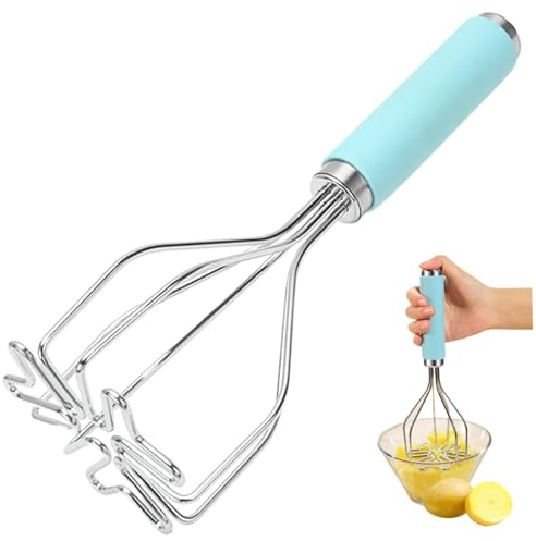 Potato Masher 10 Inch Stainless Steel Food Masher with Non Slip Silicone Handle Portable Potato Ricer Kitchen Tools for Baby Food and Mashing Potatoe