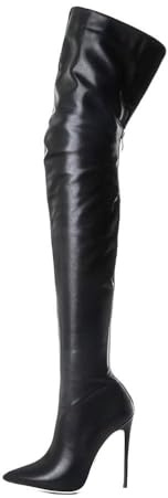 Onsoyours Damen Langschaft Stretch Lack Stiefel Overknees High Heels Plateau Stiefel A Schwarz 40