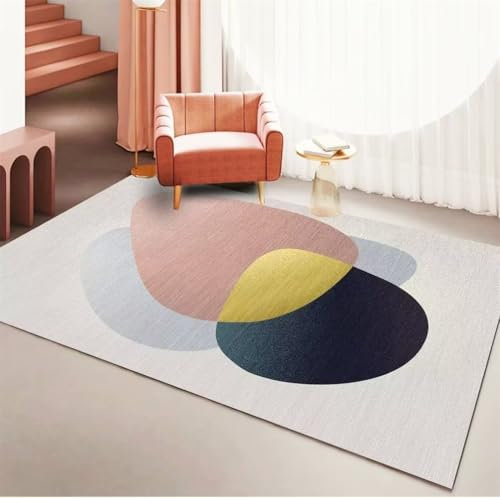 RUGMRZ Teppich Antirutsch 100x150CM Teppich babyzimmer Teppich Schlafzimmer klein grau Blauer, pflegeleichter Teppich im modernen, minimalistischen Design