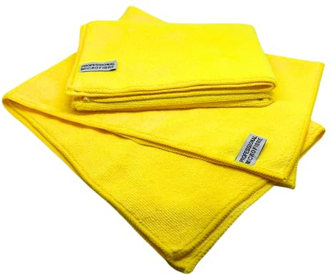Tek Automotive Panni in microfibra gialli giganti – Confezione doppia, 50 x 70 cm, resistenti, 360 g/m², panni per la pulizia dell'auto senza pelucchi, per dettagli, lucidatura e asciugatura – 119%