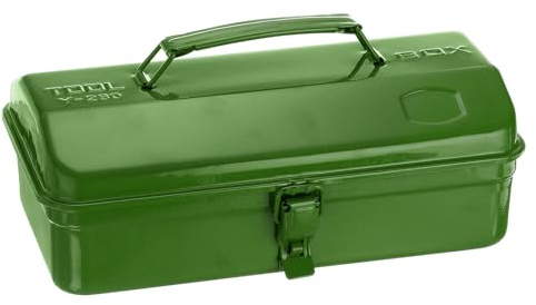 sourcing map Tool Box 11.4 Portable Steel Tool Box Hip Roof Style with Metal Latch Closure Tool Chest for Household Workshop Car, Green