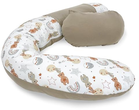 baby idea - Cuscino gravidanza e allattamento multiuso sfoderabile Polly (Fantasia Beige)