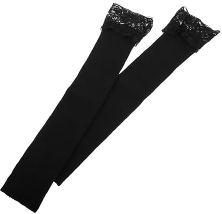 DEARMAMY 1paar Fingerlose Spitzenhandschuhe Für Damen Schwarze Strickärmel Warm Und Für Herbst Und Winter Mit Eleganten Details Und Vielseitigem Design