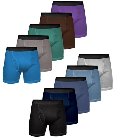 Andrew Scott Men's Cotton Boxer Briefs | 100% Cotton Underwear | Big & Tall Man Sizes S to 8XL | Multi Packs & Colors