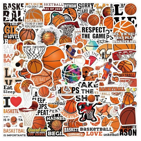 Basketball Aufkleber für Laptop(100PCS),Geschenk für Kinder Jugendliche Erwachsene Jungen,Basketball Wasserdicht Vinyl Aufkleber Stickers für Scrapbook,Skateboard,Auto,Gepäck