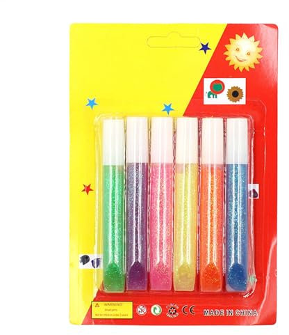 Nevalerra selbstklebende Glitzerstifte – Glitzer-Kunstkleber, 6 Stück Kunstkleber und Pasten, Glitzerkleber, Klebestifte | Farbiger Kleber,