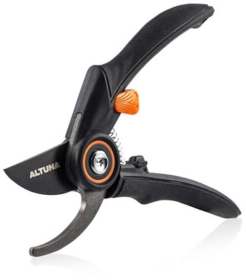 Altuna - Forbici da Potatura Professionali - Ultraliggere e Ergonomiche - Taglio Bypass di 20mm - Acciaio al Carbonio con Rivestimento Antiossidante - Include Custodia Protettiva con Gancio - J410