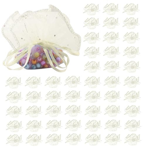EUYKQNOI 50PCS Bolsitas para Regalos,26cm Bolsas de Organza Bolsas Regalo Pequeñas Organza de Lavanda Bolsas Pequeñas para Regalos Envoltura de Joyas con Cordón para Boda Favores Joyas y Dulces