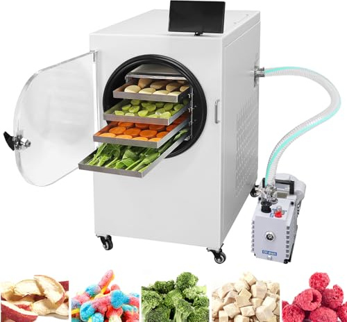 BONXRDUN Freeze Dryer Lyophilisateur automatique à -60 °C : 4 étagères, capacité de 5 kg – Adapté au commerce et à usage domestique ! Parfait pour la conservation des aliments.