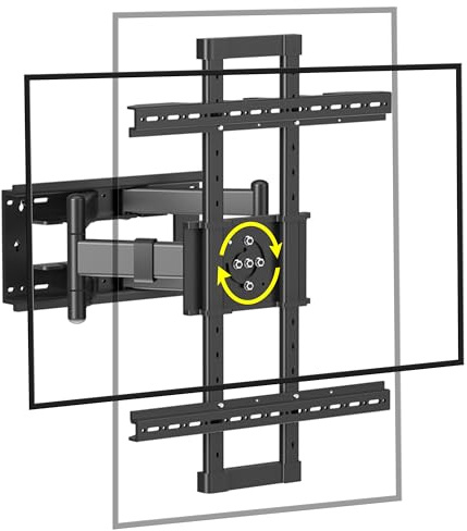 GUZHIKU Support Mural TV Orientable (±90°) pour 50 à 90 Pouces(127-229cm) Écran, Accroche Television Mural jusqu'à 120kg avec Pivotement Incline et Étend, Fixation Murale TV Max VESA 600x400, Noir