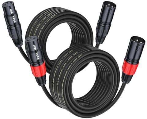 VOXYNK XLR Kabel 2m-2 Pack Mikrofonkabel XLR Stecker auf XLR Busche Kabel Kompatibel mit Mikrofone oder andere Studio Ausrüstung an einen PA, Mischpult oder Aktivlautsprecher