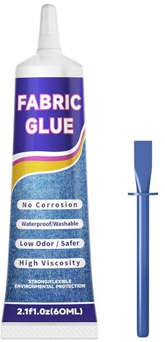 Colla forte per tessuti, 60 ml, colla extra forte per tessuti, tappezzeria, tessile, feltro, pelle, orlo, toppe, tappeti, impermeabile, morbida e trasparente (1 x 60 ml)