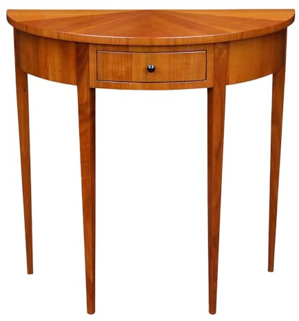 Stilwohnen halbrunder Biedermeier Beistelltisch aus Kirschholz | Originalnachbau als hochwertige Handarbeit | Tisch aus Massivholz und Echtholz-Furnier | Ideal als Flurtisch Wandtisch Schminktisch