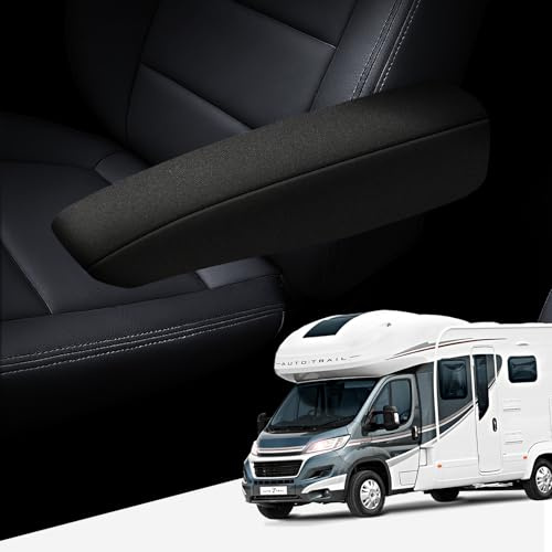 GIOVANNI BUTTI Lot de 4 housses d'accoudoir pour sièges de camping-car AGUTI - En lin - Protection d'accoudoir pour siège conducteur et passager - Noir