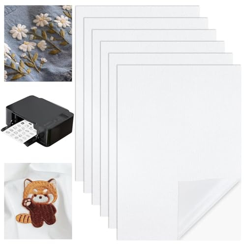 WUBAYI 6 fogli di carta da ricamo solubile in acqua, formato A4 (21 x 29,7 cm), supporta modelli da ricamo, stabilizzatore per uso a mano e in lavatrice