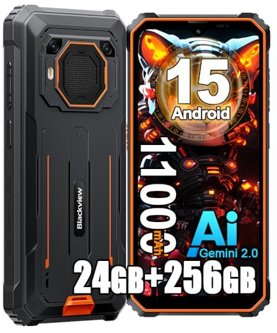 Blackview BV6200 Plus Android 15 Telephone Portable Incassable 2025, 24Go+256Go/2TB Téléphone Débloqué 4G, 11000mAh, 16MP+13MP, 6.56 HD+ Smartphone Incassable Etanche, Dual SIM,GPS,NFC,OTG,FM