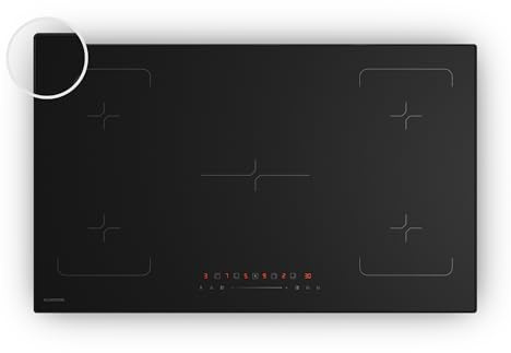 Klarstein Velaire Plaque Induction 90cm - 5 Zones, 7200W Boost, Curseur Tactile, Minuterie, Sécurité Enfants, Indicateur Chaleur Résiduelle, Plaque Cuisson Induction Encastrable