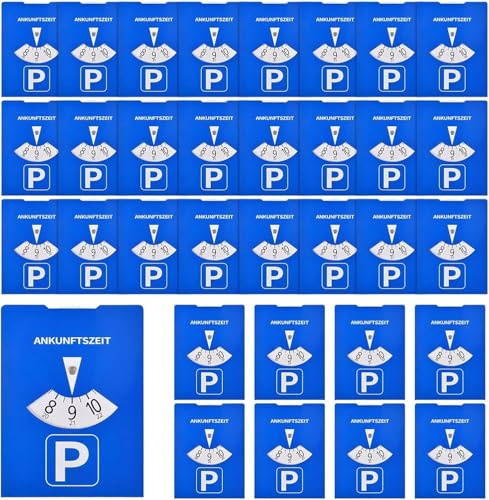 Zithgen 30 PZ Disco Orario Europeo Auto in Parcheggio Parchimetro Disco Orario Auto, Disco Orario in Finta Pelle Blu Disco Orario Europeo Busta Protettiva in PVC per Auto Camion Camper Furgone 11x15cm