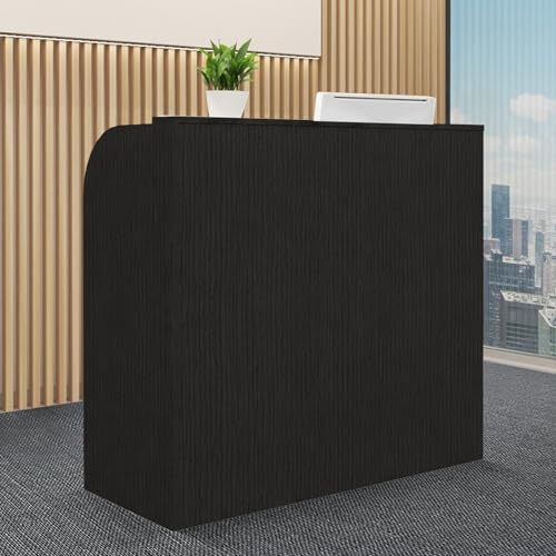 Moderner schwarzer Empfangstresen aus Holz mit verstellbarem Regal, stilvoller Kassentisch für Einzelhandelsgeschäfte, Schönheitssalons, Büros, 80 x 50 x 110 cm