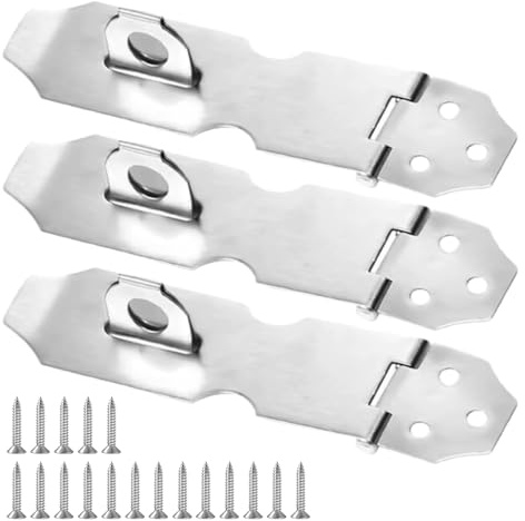 3 Pcs Stainless Steel Hasp and Staple Latch Lock Hasp and Staple with Padlock Padlock Hasp Padlock Latch for Internal External Door, Window, Cupboard, Pet Cage, Crate, Locking Hardware Accessories