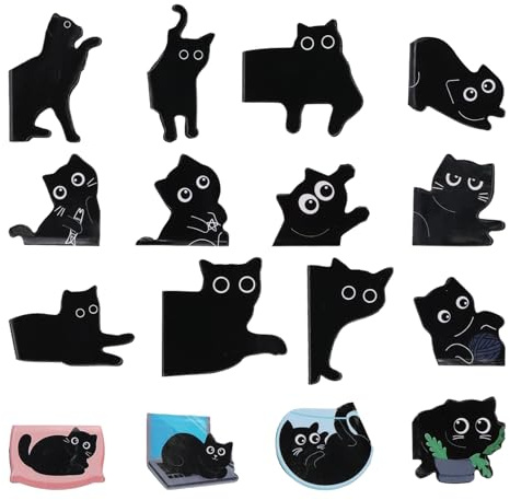 Samlonge 16 Stück Niedliche Katzen Lesezeichen Magnetisch - Faltbare Buchseitenmarker für Kinder, Schüler, Mädchen & Jungen - Kreatives Geschenk für Buchliebhaber, Katzenfans, Lehrer, Kollegen