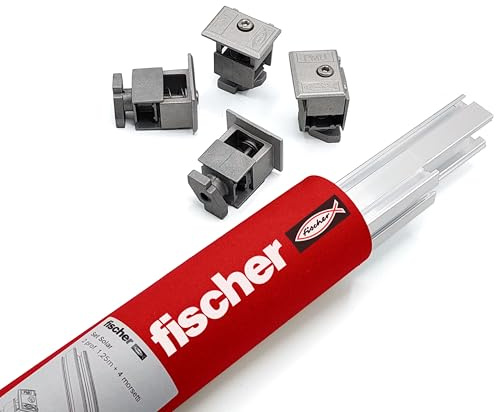 fischer SolarFish H33 AL Kit solaire pour 2 modules PV Rail de montage 33 mm Aluminium AW 6063 T6 Sous-structure PV pour toits inclinés et plats Compatible avec les bornes de module fischer