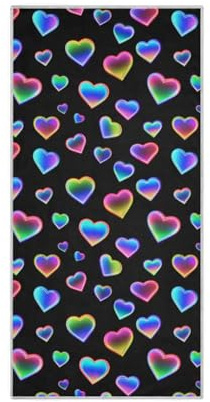 decor gift washcloths and Towels Set Neon Magic Heart Shaped Black Gym towls Childs washcloths XL 30x15