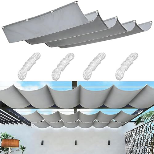Genérico Vela De Sombra Retráctil E Impermeable, Cubierta De Sombra Ondulada Ajustable con Cuerda Ojales, Toldo De Lona con Protección Solar Bloqueo UV para Patio, Verandas,A3,3x4M(BxL)