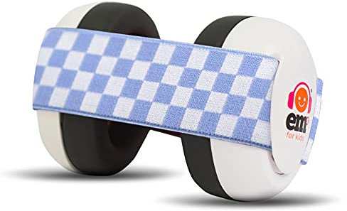 Ems for Kids Baby Kopfhörer Gehörschutz für Babys und Kinder | Weiß mit Blau | Die Original Baby-Ohrenschützer, Jetzt Made in USA | Ideal für Konzerte
