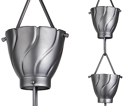 Monarch Rain Chains 19435 (Pewter) Monarch Aluminum Extra Large Akira Rain Chain, 8-1/2 Feet Length