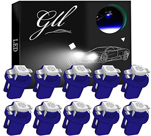 GLL 10pcs Blu T5 B8.5 Lampadine Cruscotto a LED 1-5050-SMD | per Tachimetro Auto Strumento Cruscotto Indicatore Indicatore del Pannello Luminoso Lampada Cruscotto Garanzia di 2 Anni