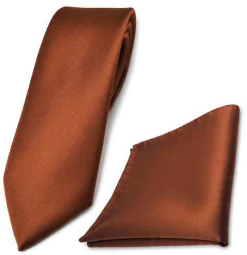 TigerTie Krawatte & Einstecktuch Set Herren Hochzeit Business, schmal 6 cm Polyester