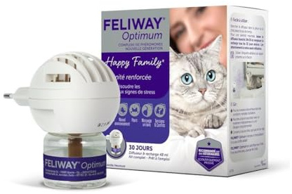 FELIWAY Optimum - Difusor + Recambio de feromonas calmantes para gatos (30 días, 48 mililitro) - Ayuda a reducir los signos más comunes de estrés. Recomendado por veterinarios. La mejor tranquilidad