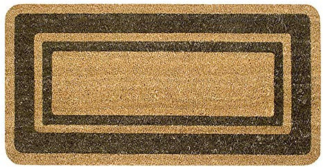 emmevi Felpudo de coco grande, 60 x 120 cm, elegante y resistente, entrada antideslizante, mod. coco con borde 60 x 120 cm, marrón