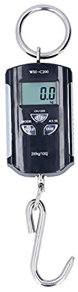 Elektronische hängende Waage 200 kg Elektronische hängende Waage Industrielle Kranwaage Digitale Fischwaage mit Haken und LCD-Display, mit ABS Engineering Kunststoffschale(Silver black)