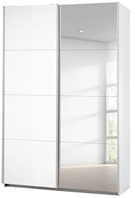 Rauch Möbel Caracas, Schwebetürenschrank, Farbe Weiß, Breite 136 cm | Kleiderschrank mit Schwebetüren, Schiebetüren, 2-türig, mit Spiegel, für Schlafzimmer, Kinderzimmer, Wohnzimmer, Garderobe