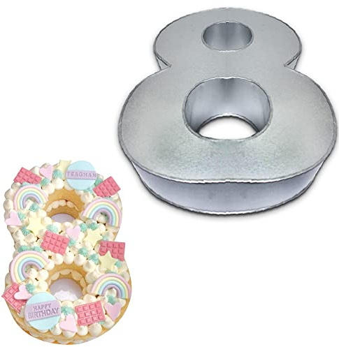 Global Outlet Ltd 0-9 Number Large Individual Cake tins for Baking, Birthday, Wedding Anniversary & Parties, Metallic Cake molds (8)