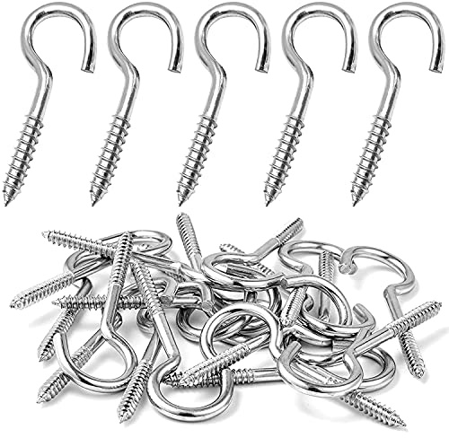 MOGADEE® Pack of 20 Screw Hooks, Stainless Steel, Ceiling Hooks, Hook Screw, Screw-In Hooks, Robust Cup Hooks (M3-40 mm)