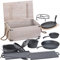 Semptec Urban Survival Technology Töpfe: 9-teiliges Gusseisen-Dutch-Oven-Set mit Aufbewahrungskiste aus Holz (Camping Kochgeschirr, Dutch Ovens Pfannen mit Deckel, Grillplatten)
