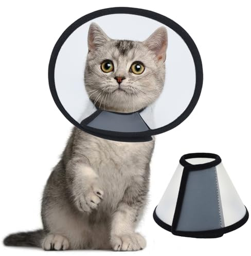 Vivifying Halskrause für Haustiere, Leichter Kunststoff Elisabethanischer Kragen für Katzen, Kleine Hunde und Kaninchen (Schwarz-S)
